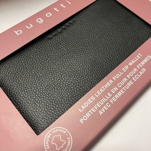 Bugatti Genuine Black Leather Full Zip Wallet for Purse or on own